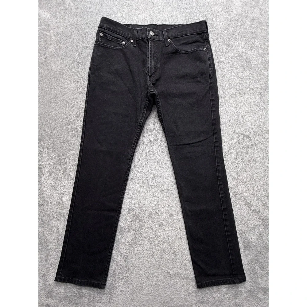 Levis 511 Jeans Mens Measured 34x29 Black Skinny Slim Denim‎ Zip Fly Stretch